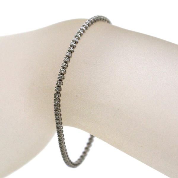 K18WG テニスブレスレット 1.00ct ダイヤモンド 約17cm 18金 ホワイト