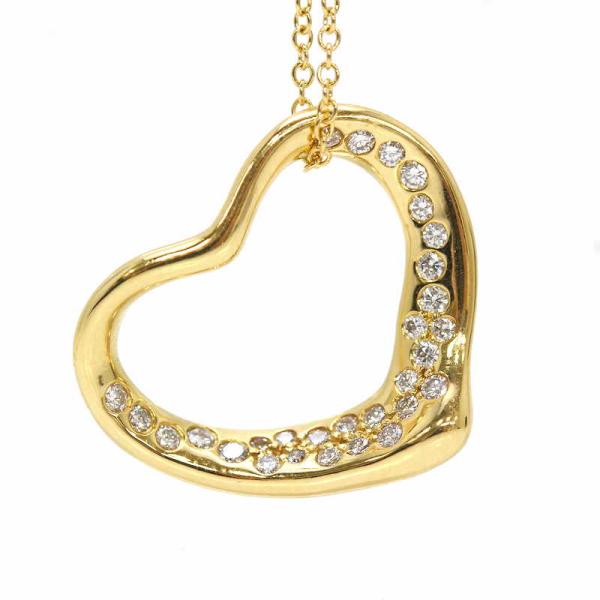Tiffany&amp;Co. ティファニー ペレッティ ダイヤ付きオープンハートネックレス ダイヤモンド 40cm 5.1g 18金イエローゴールド K18YG 31560