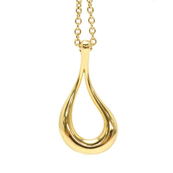 Tiffany&amp;Co. ティファニー オープンティアドロップネックレス 18金イエローゴールド K18YG 40cm 3.9g エルサペレッティ 雫 32019