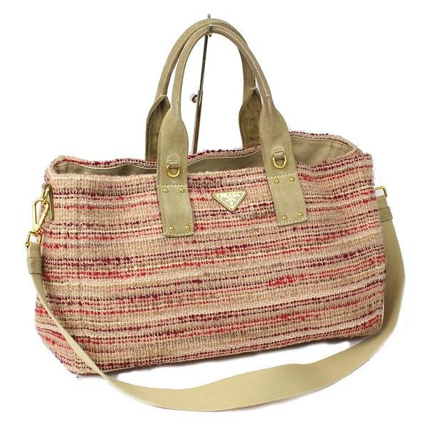CANAPA PRADA プラダ ツイード カナパトート 2WAYバッグ BN2042 ピンク