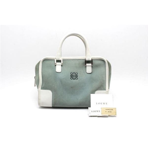 LOEWE ⭐︎リカラー済み　アマソナ LOEWE（ロエベ） アマソナ ハンドバッグ 水色 スエード 61757 : たまや