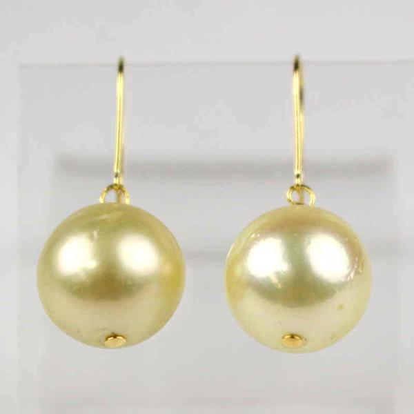 大粒パールピアス K18YG 18金イエローゴールド パール 約13.5mm フック