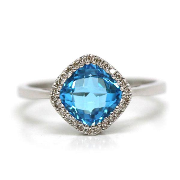 ブルートパーズリング　k10 12号 K18WG ブルートパーズリング 12号 ダイヤモンド 0.10ct 18金