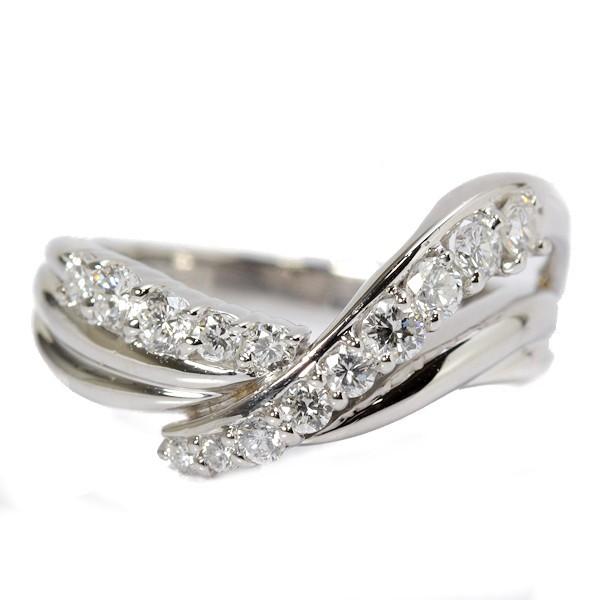 PT900 ダイヤモンドリング 10.5号 ダイヤモンド リング Pt900 0.58ct 10.5号 7.3g 流線形 プラチナ 指輪