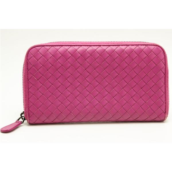 美品　ボッテガヴェネタ　イントレチャート　ラウンドファスナー　パープル　長財布 BOTTEGA VENETA ボッテガヴェネタ イントレチャート ラウンド