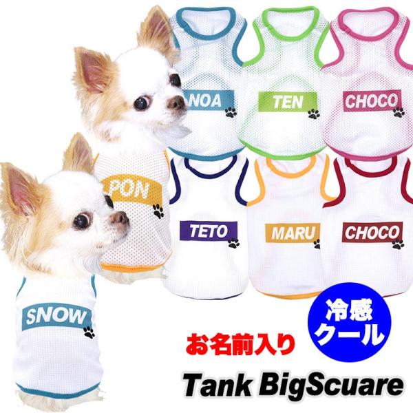 ＼お得なSALE開催中／犬 服 夏服 名前入り タンクビッグスクエア 冷感クール メッシュ 人気商品 カラフル 接触冷感 スポーツメッシュ