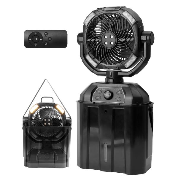 キャンプ扇風機 ミストファン 7L 水タンク 照明付き 左右揺れ 360° 送風 静音強力 充電式 USB コードレス ポータブル加湿器 冷感サーキュ