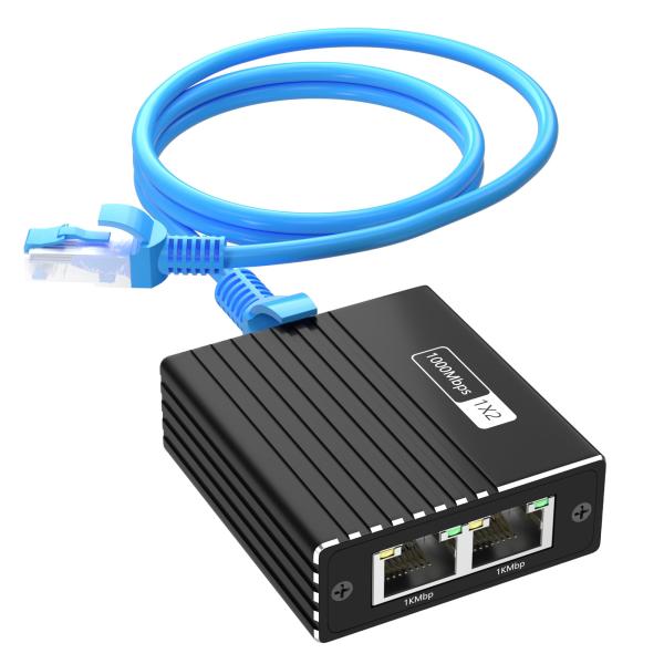 LAN ハブ 1入力2出力 スイッチングハブ ランケーブル付き(1.5m) LAN 分配器 RJ45 Hub 高速1000Mbps 3ポート増設 2台