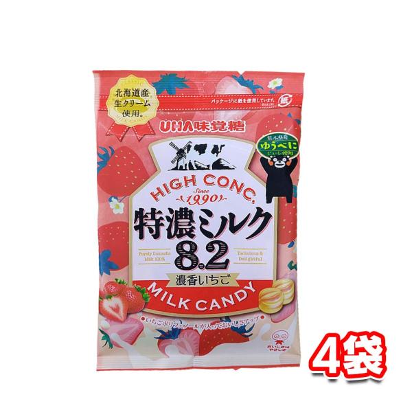 UHA味覚糖 特濃ミルク8.2 濃香いちご 75g 4袋