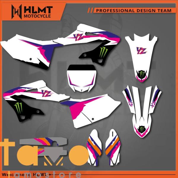 カスタム HLMT チーム グラフィック デカール ヤマハ デカール 2022-2023 YZ 125 250 2022 2023 2024
