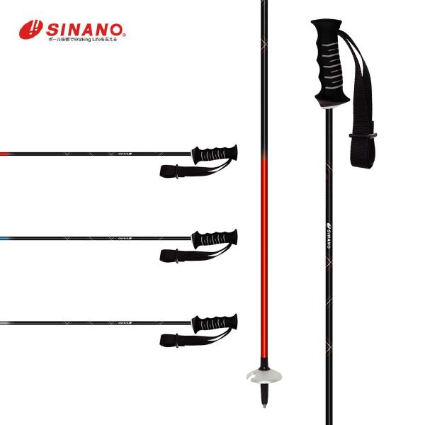 SINANO シナノ スキーポール ストック■ハイストリームCOLOR・ブラック+レッド/BK+RD・ブラック＋ブルー/BK+BLE・ブラック＋シルバー/BK+SVSIZES100.105.107.110.113.115.117.120.1...