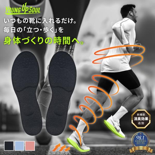 スポーツ インソール 中敷き オフトレ アーチサポート YOUNG UP SOUL 立方骨サポート 特許技術 体幹トレーニング 姿勢サポート ランニング ウォーキング 消臭