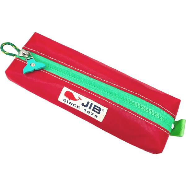 【閉店特価】JIB ペンケースM（しっぽ付）PCM24　レッド×グリーンファスナー（しっぽの色はアソートです／写真と異なることがあります）