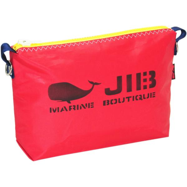 【閉店特価】JIB ドキュメントポーチS PODS63　レッド×イエローファスナー／ネイビー耳