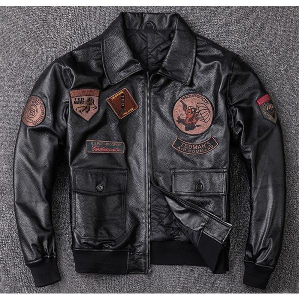 ラム革ジャケット ジャンパー フライトジャケット ワッペン 本革