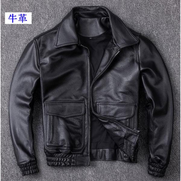 本革フライトジャケット ライダースジャケット ジャンパー ラム革 牛革