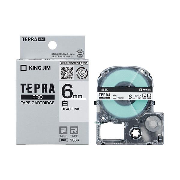 他サイト： テプラ　ＰＲＯ　テープカートリッジ　６ｍｍ　白／黒文字　ＳＳ６Ｋ　１個の商品画像
