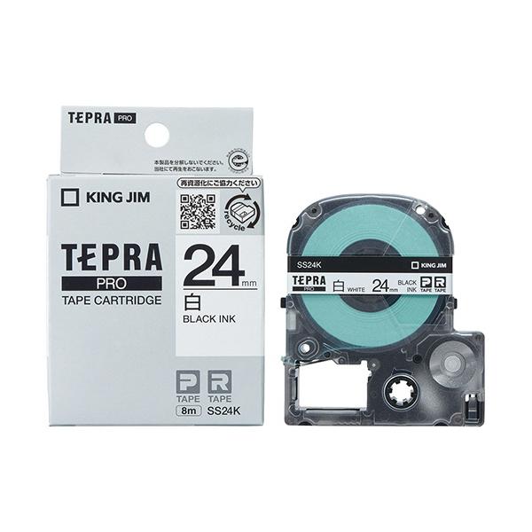 他サイト： キングジム　テプラ　ＰＲＯ　テープカートリッジ　２４ｍｍ　白／黒文字　ＳＳ２４Ｋ　１個の商品画像