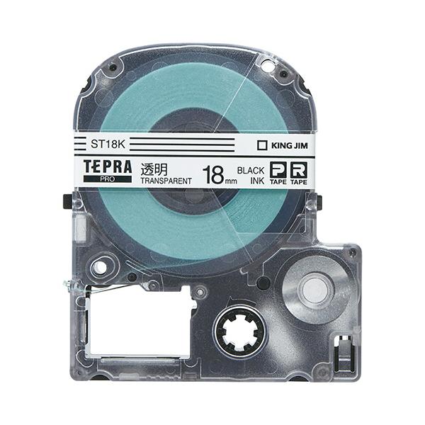 他サイト： キングジム　テプラ　ＰＲＯ　テープカートリッジ　１８ｍｍ　透明／黒文字　ＳＴ１８Ｋ　１個の商品画像