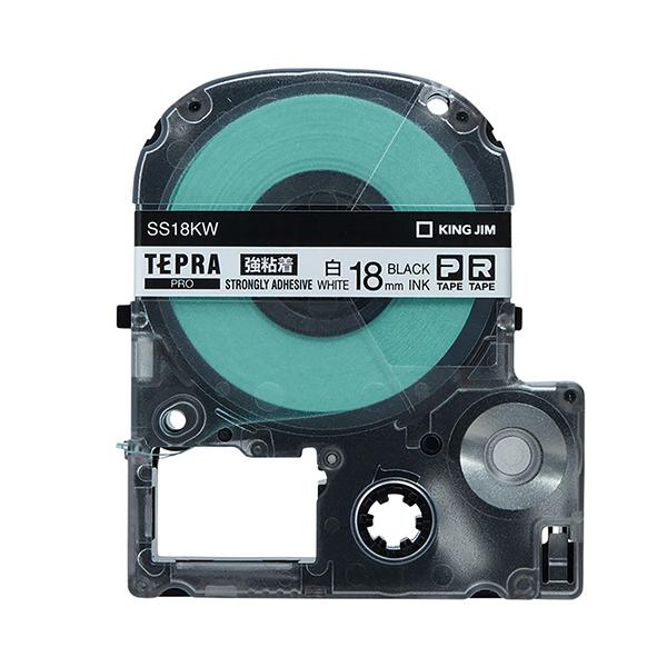 他サイト： キングジム　テプラ　ＰＲＯ　テープカートリッジ　強粘着　１８ｍｍ　白／黒文字　ＳＳ１８ＫＷ　１個の商品画像