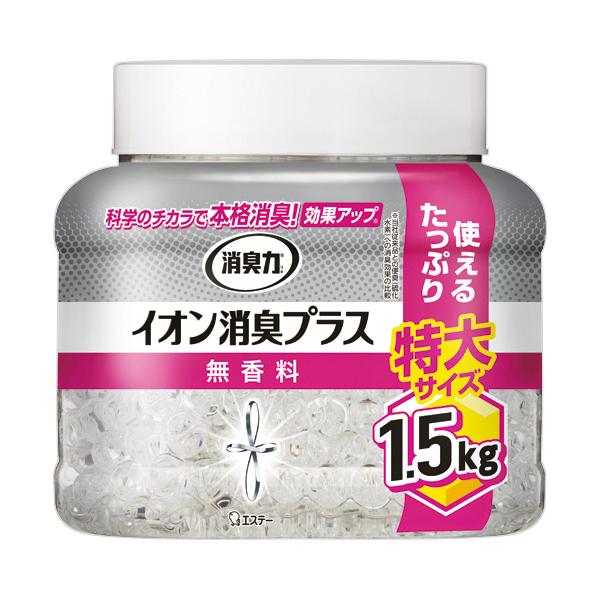 エステー　消臭力　クリアビーズ　イオン消臭プラス　無香料　特大本体　１．５ｋｇ　１個