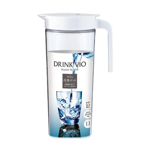 メーカー：アスベル 　品番：8256-S1100   縦にも横にも置けるワンプッシュ冷水筒。　　＜横にもおける＞＜ドアポケットに収まる＞＜衛生的な注ぎ口＞