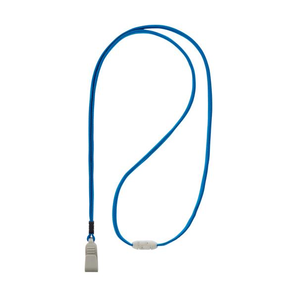 メーカー：ライオン事務器　 品番：N-11AP ブル-  長さ調節が可能な名札用ネックストラップ。　　＜長さの調整＞＜位置の調整＞＜使用イメージ＞