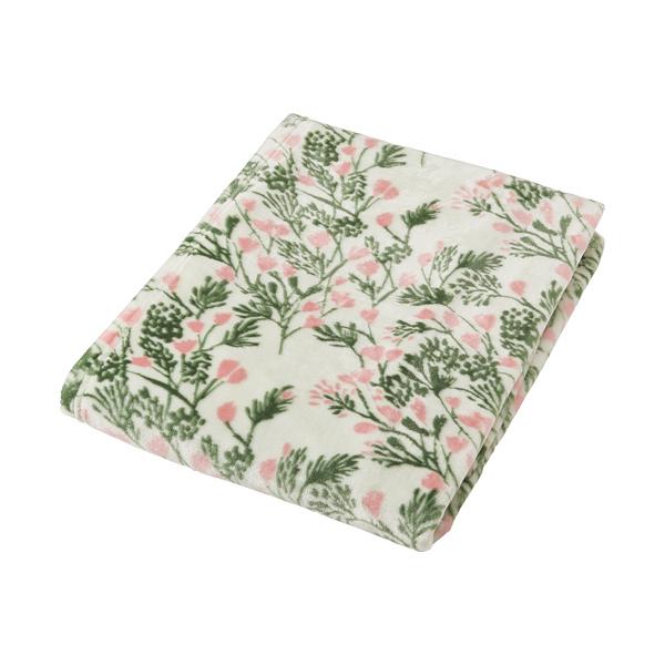 メーカー：丸眞 　品番：545035200   ヨーロッパのデザイナーが描くボタニカル柄のハーフ毛布。　　＜使用イメージ＞