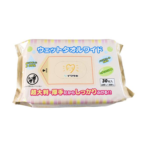 メーカー：イワツキ 　品番：007-70137   超大判の厚手シートだから、1枚でしっかり清拭できます。　　＜シートサイズ＞