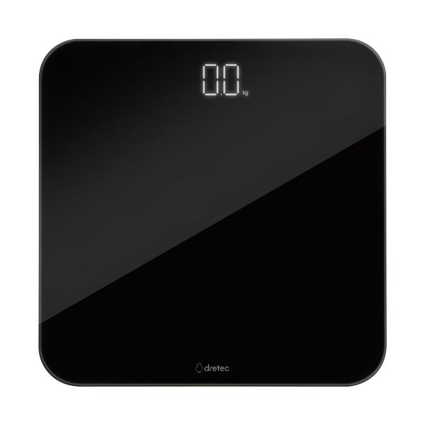 メーカー：ドリテック　 品番：BS-185BK  暗い場所でもよく見えるLED表示で、のると自動で測定を開始するガラス体重計。　　