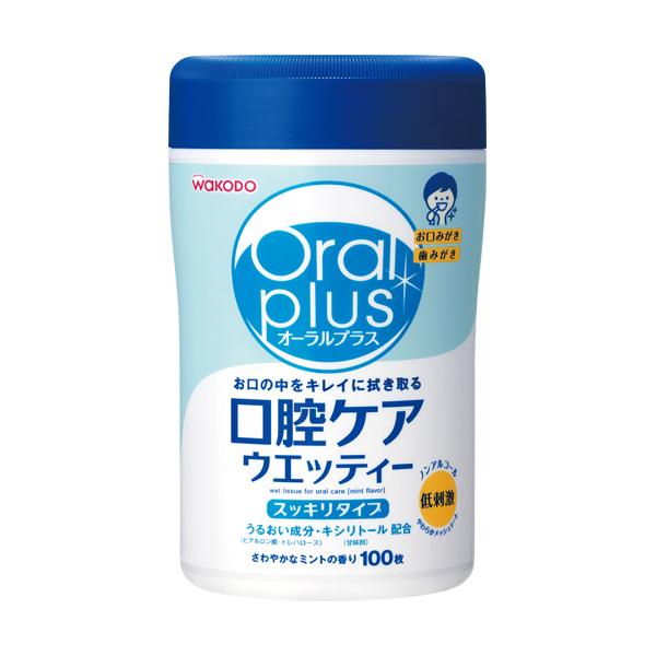 他サイト： アサヒグループ食品　オーラルプラス　口腔ケアウエッティー　スッキリタイプ　本体　１本（１００枚）の商品画像