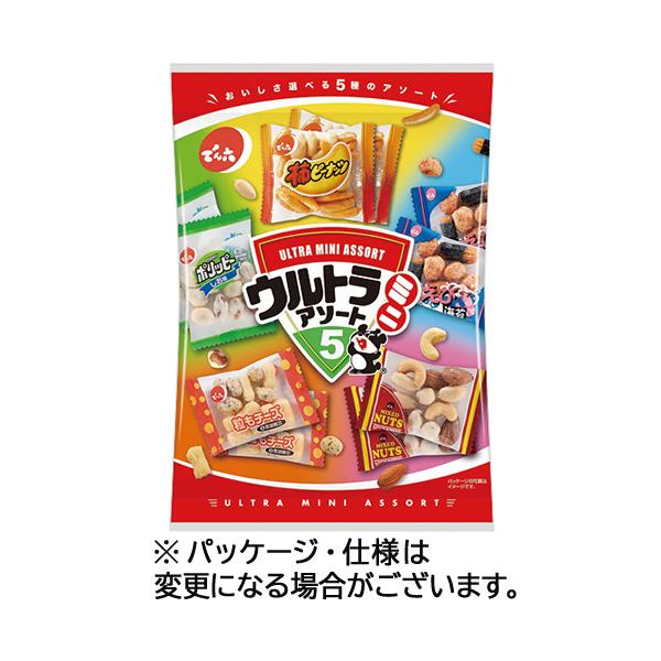 メーカー：でん六　品番：07129　粒もチーズ＆黒胡椒豆、ミックスナッツ、柿ピーナッツ、しお味、えび海苔の5種類