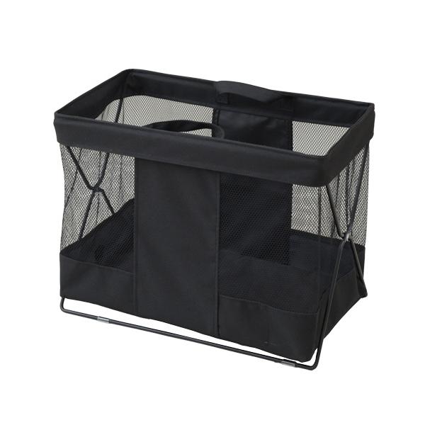 メーカー：ＹＡＭＡＺＥＮ　 品番：HTB-M(BK)  床の汚れからバッグを守る、手荷物をちょい置き・放り込むだけのバスケット。　　バスケット部分は着脱可能。＜折りたたみ時＞＜使用イメージ＞＜使用イメージ＞