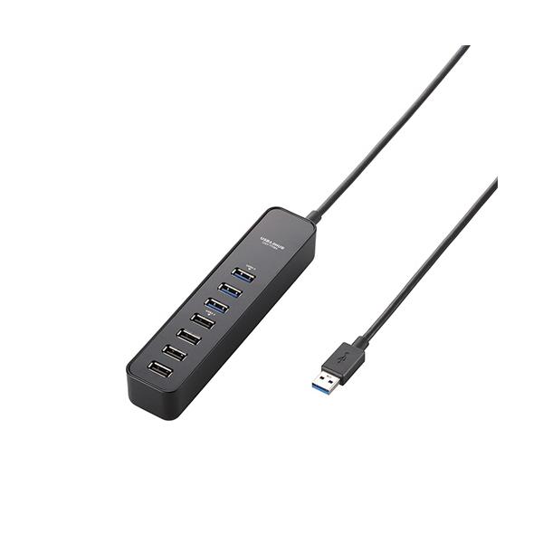 他サイト： エレコム　マグネット付きＵＳＢ３．０ハブ　セルフパワー　７ポート　ブラック　Ｕ３Ｈ−Ｔ７０６ＳＢＫ　１個（お取寄せ品）の商品画像
