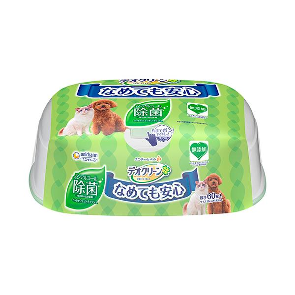 メーカー：ユニ・チャーム　 品番：3481795  ペットがなめても安心のノンアルコール除菌ペット用ウェットティッシュ　　＜パッケージ記載＞