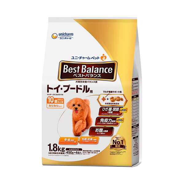 他サイト： ベストバランス　カリカリ仕立て　トイ・プードル用　１０歳以上用　１．８ｋｇ（４５０ｇ×４袋）　１パック（お取寄せ品)の商品画像
