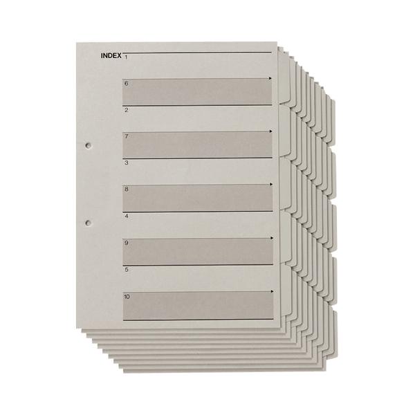 ＴＡＮＯＳＥＥ　見出しカード（エコノミータイプ）　Ａ４タテ　２穴　５山＋扉紙　グレー　１パック（１０組）