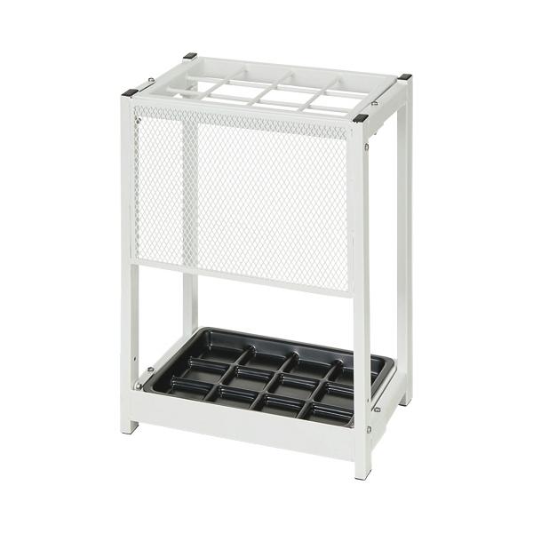 メーカー：オリジナル 　品番：TFUS-12-W   傘をスッキリ見せる幕板付、塗装にひと手間かけて丈夫で長持ち。　　上部の格子フレームはW塗装で錆びにくい。＜折りたたみ時＞＜使用イメージ＞<BR>商品は12本用になります。