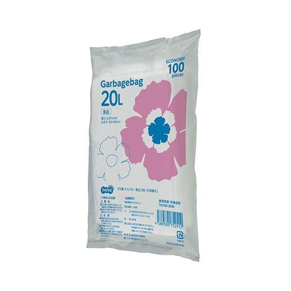 TANOSEE ゴミ袋エコノミー 乳白半透明 ２０Ｌ １パック（１００枚
