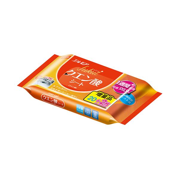 メーカー：カミ商事　 品番：171718  酸性のクエン酸を配合！水アカやカルキ汚れなどをかんたんに拭き取るおそうじシート。　　