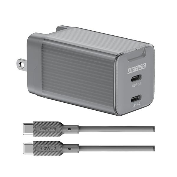 ＰＤ対応　ＡＣ充電器　ＧａＮ　ＵＳＢ　Ｔｙｐｅ−Ｃ　２ポート　Ｔｙｐｅ−Ｃケーブル付属　６５Ｗ　ＡＰＤ−Ｖ０６５Ｃ２−ＢＫ−ＳＣ１０Ｕ２