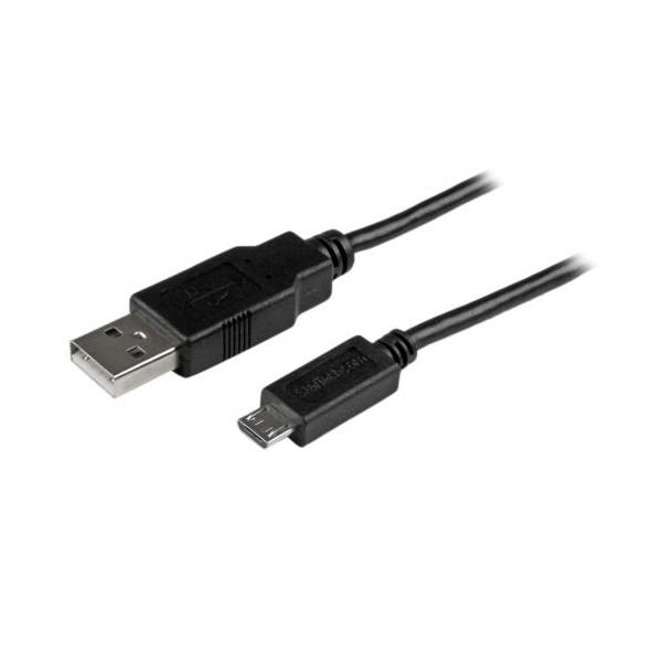 Ｍｉｃｒｏ　ＵＳＢスリムケーブル　５０ｃｍ　Ｔｙｐｅ　Ａ（オス）−Ｍｉｃｒｏ　Ｂ（オス）　充電＆同期用　ブラック　ＵＳＢＡＵＢ５０ＣＭＢＫ　１本