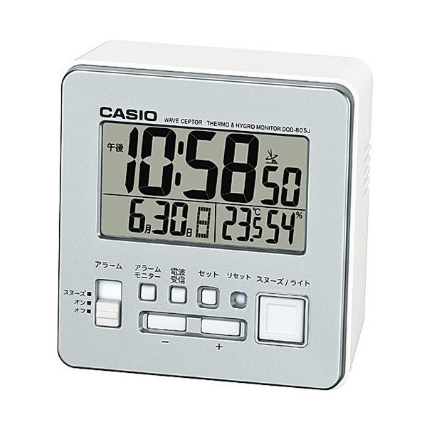 メーカー：カシオ　 品番：DQD-805J-8JF  【電波式】温度・湿度計付きのデジタル電波置時計。　　