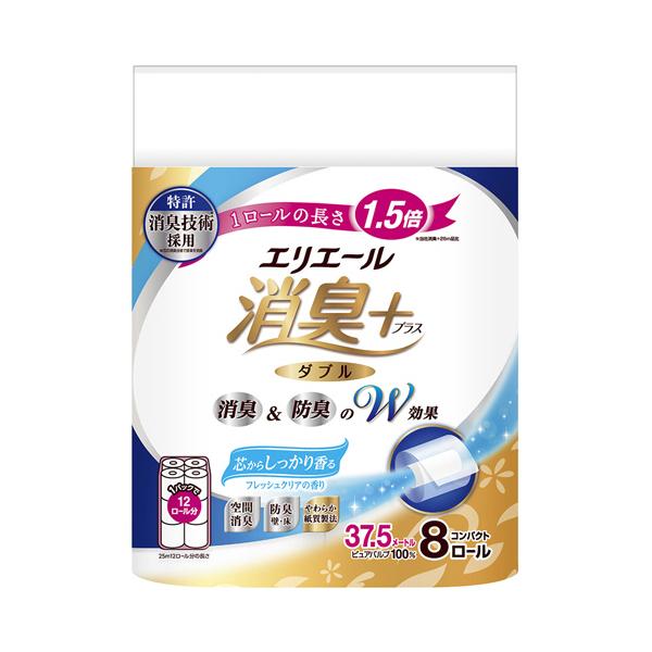 メーカー：大王製紙　品番：エリエシヨウシユウ8R　エリエールのコンパクト（ロング）タイプ。消臭機能付。