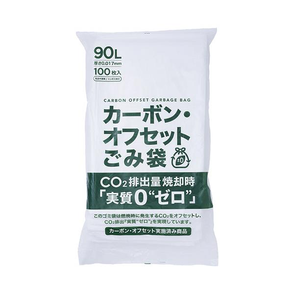 カワモト カーボン・オフセットごみ袋 乳白半透明 ９０Ｌ ０３５−８２０００３−００ １パック（１００枚） （お取寄せ品）
