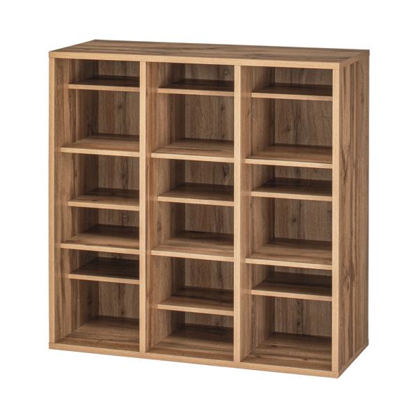 山善（YAMAZEN） シューズキャビネット 3列3段 9人用 オーク木目