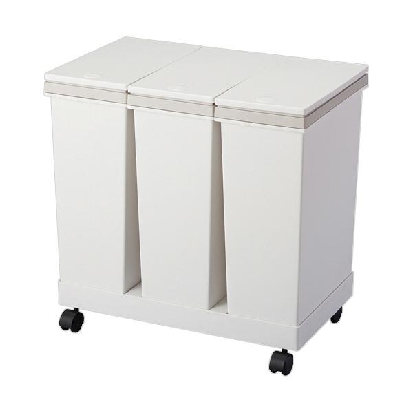 他サイト： アスベル　横型３分別ワゴンペール　（２０Ｌ×３個）　ホワイト　１台の商品画像