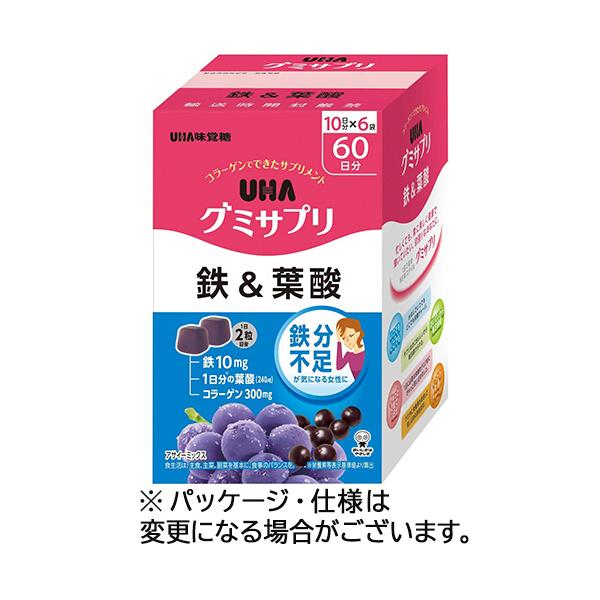 他サイト： ＵＨＡ味覚糖　ＥＣ用　グミサプリ　鉄＆葉酸　１０日分／パック　１箱（１２０粒：２０粒×６パック）　（お取寄せ品）の商品画像