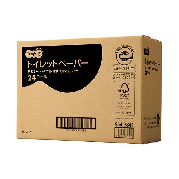 メーカー：オリジナル 　品番：TS7524P   少量でしっかり拭けるダブルロール！　　6ロール単位のフィルム包装。