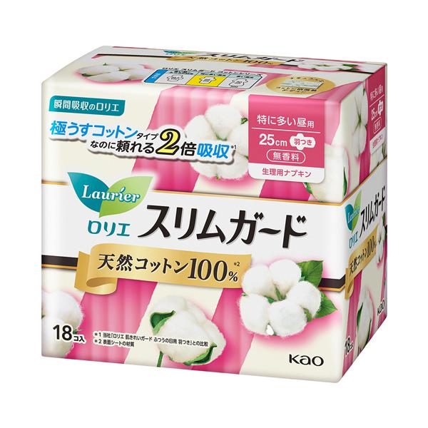 メーカー：花王　 品番：427434  瞬間吸収のロリエ。生理中の敏感肌に、ふわりとやさしい肌ざわり。天然コットン100％。　　